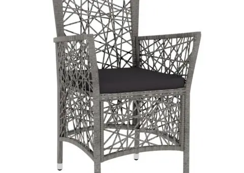 Set mobilier de grădină, 3 piese, gri, poliratan - 3/5