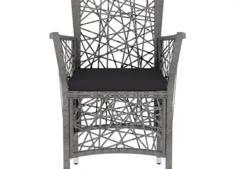 Set mobilier de grădină, 3 piese, gri, poliratan - 4/5