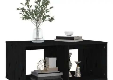 Măsuță de cafea, negru, 80x50x40 cm, lemn masiv de pin - 4/5