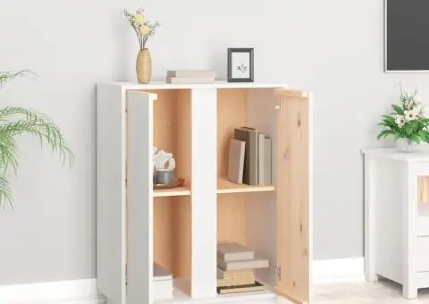 Servantă, alb, 60x35x80 cm, lemn masiv de pin - 3/5