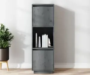 vidaXL Dulap înalt, gri, 38x35x117 cm, lemn masiv de pin