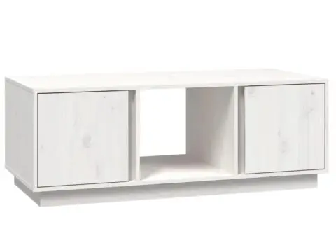 Măsuță de cafea, alb, 110x50x40 cm, lemn masiv de pin - 2/5