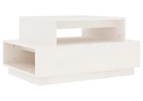 Măsuță de cafea, alb, 80x55x40,5 cm, lemn masiv de pin - 2/5