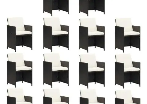 Set mobilier de exterior cu perne, 15 piese, negru, poliratan - 4/5