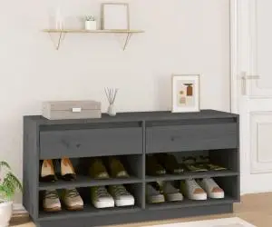 vidaXL Pantofar, gri, 110x34x52 cm, lemn masiv de pin