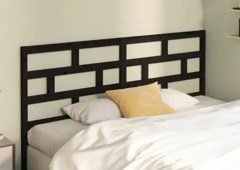 Tăblie de pat, negru, 186x4x100 cm, lemn masiv de pin - 3/5