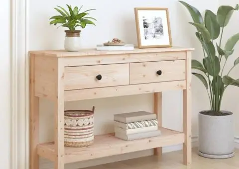 Masă consolă, 100x35x75 cm, lemn masiv de pin - 1/5