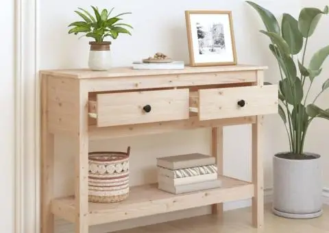 Masă consolă, 100x35x75 cm, lemn masiv de pin - 3/5