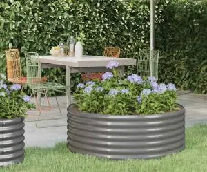 vidaXL Jardinieră grădină gri 100x100x36 cm oțel vopsit electrostatic
