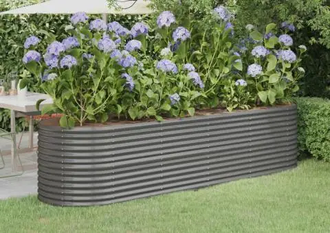 Strat înălțat grădină gri 296x80x68cm oțel vopsit electrostatic - 1/5