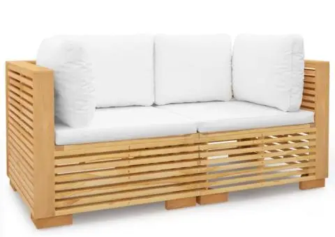 Canapele de colt de gradina cu pernuțe 2buc., lemn masiv de tec - 2/5