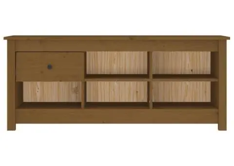 Dulap pentru pantofi, maro miere, 110x38x45,5 cm lemn masiv pin - 3/5