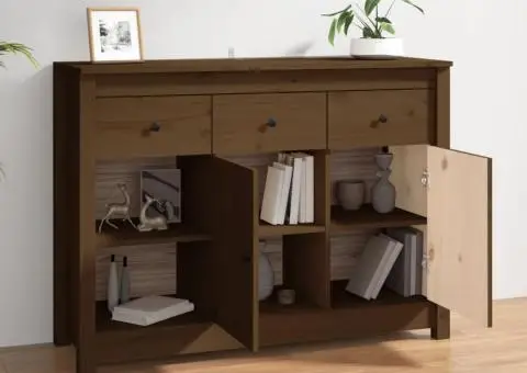 Servantă, maro miere, 100x35x74 cm, lemn masiv de pin - 3/5