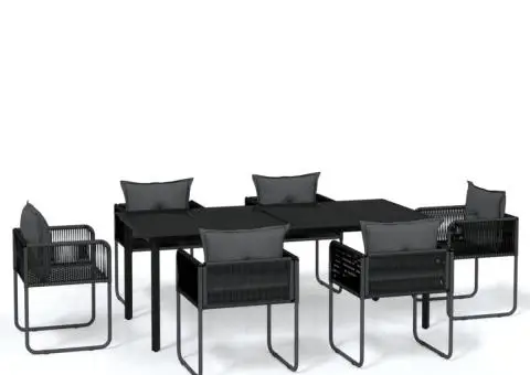 Set de servit masa pentru grădină, 7 piese, negru - 2/5