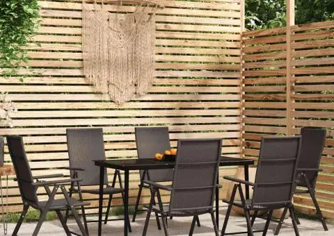 Set de servit masa pentru grădină, 7 piese, negru - 1/5