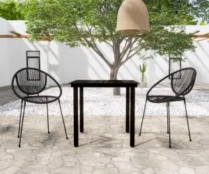 vidaXL Set de mobilier pentru grădină, 3 piese, negru