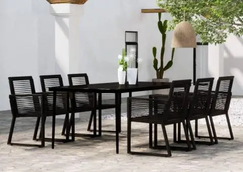 Set de mobilier pentru grădină, 7 piese, negru - 1/5