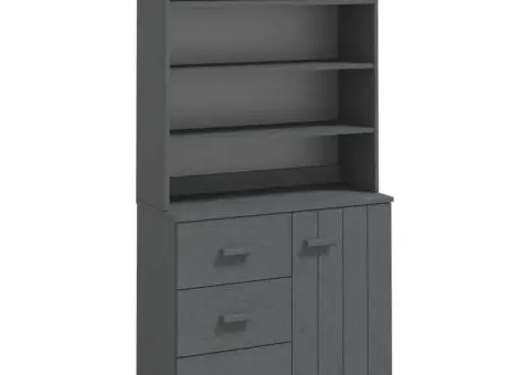 Dulap înalt „HAMAR”, gri închis, lemn masiv de pin - 2/5