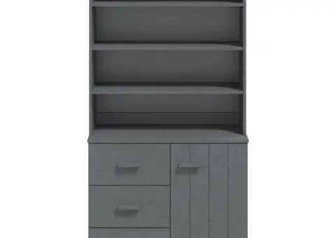 Dulap înalt „HAMAR”, gri închis, lemn masiv de pin - 5/5