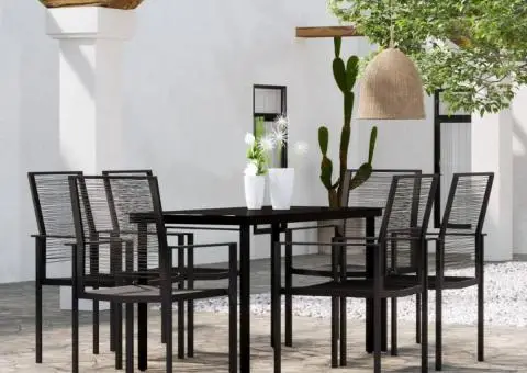 Set de servit masa pentru grădină, 7 piese, negru - 1/5