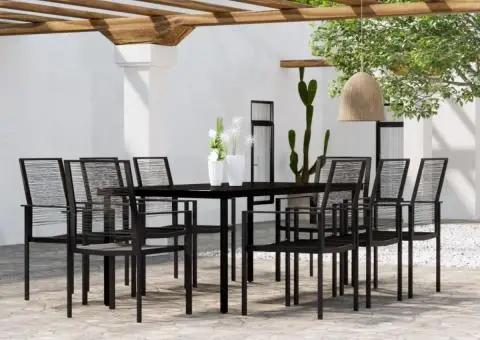 Set mobilier de grădină, 9 piese, negru - 1/5