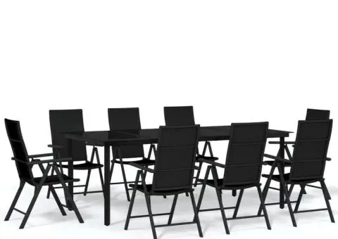 Set mobilier de grădină, 9 piese, negru - 2/5