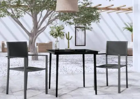 Set mobilier de grădină, 3 piese, negru - 1/5