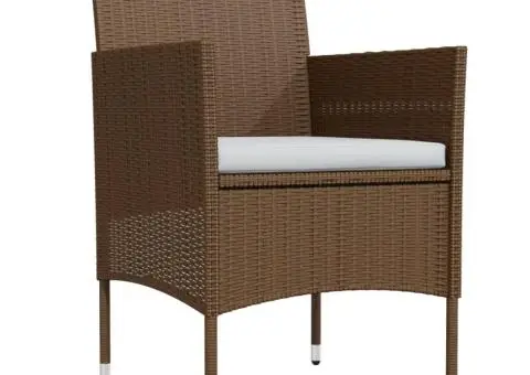 Set de servit masa pentru grădină, 7 piese, maro și negru - 3/5