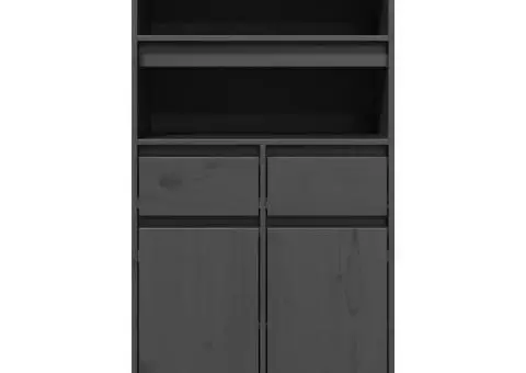 Dulap înalt, gri, 60x40x116,5 cm, lemn masiv de pin - 5/5