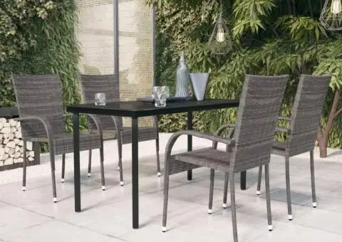 Set mobilier de grădină, 5 piese, gri și negru - 1/5