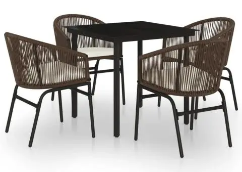 Set de mobilier pentru grădină, 5 piese, maro - 2/5