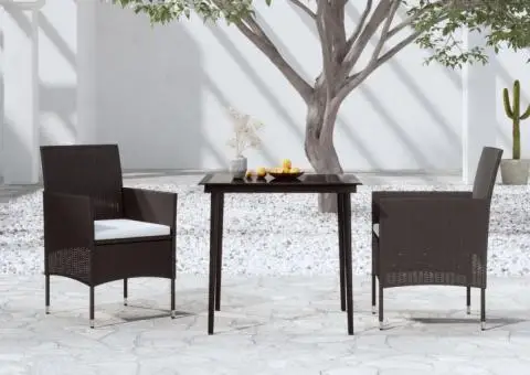 Set mobilier de grădină cu perne, 3 piese, negru - 1/5