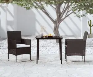 vidaXL Set mobilier de grădină cu perne, 3 piese, negru