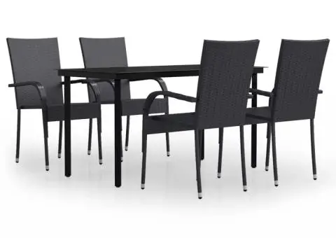 Set mobilier de grădină, 5 piese, negru - 2/5