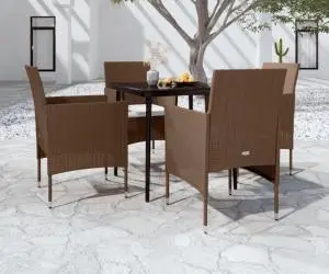 vidaXL Set de servit masa pentru grădină, 5 piese, maro și negru