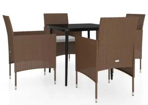 Set de servit masa pentru grădină, 5 piese, maro și negru - 2/5