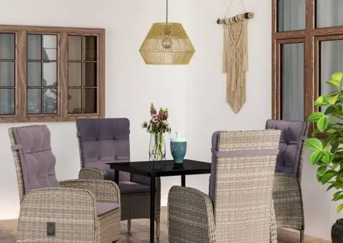 Set de servit masa pentru grădină, 5 piese, gri și negru - 1/5