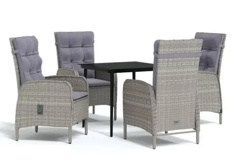 Set de servit masa pentru grădină, 5 piese, gri și negru - 2/5