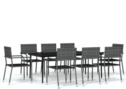 Set mobilier pentru grădină, 9 piese, gri - 2/5