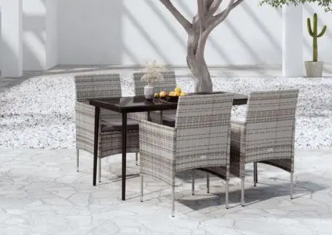 Set de servit masa pentru grădină, 5 piese, gri și negru - 1/5