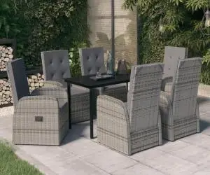 Set de mobilier pentru grădină, cu perne, 7 piese, gri