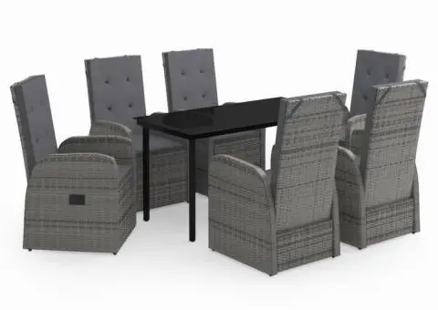 Set de mobilier pentru grădină, cu perne, 7 piese, gri - 2/5