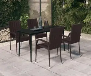 vidaXL Set de servit masa pentru grădină, 5 piese, maro și negru