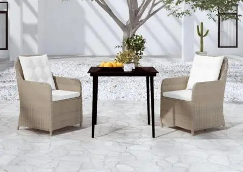 Set mobilier pentru grădină, 3 piese, maro - 1/5