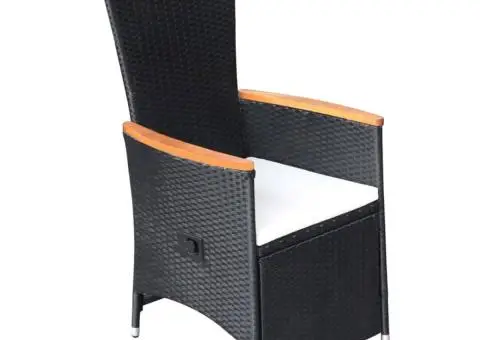 Set mobilier de grădină cu perne, 9 piese, negru - 3/5