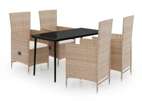 Set de mobilier pentru grădină cu perne, 5 piese, bej - 2/5