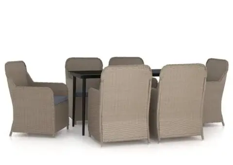 Set de masă pentru grădină, 7 piese, cu perne, maro - 2/5