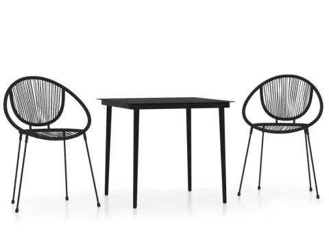 Set de mobilier pentru grădină, 3 piese, negru - 2/5