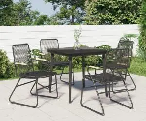 vidaXL Set mobilier de grădină, 5 piese, negru, ratan PVC