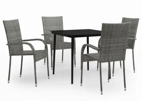 Set de servit masa pentru grădină, 5 piese, gri și negru - 2/5